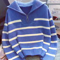 Sabina | Gestreepte Quarter-Zip Trui