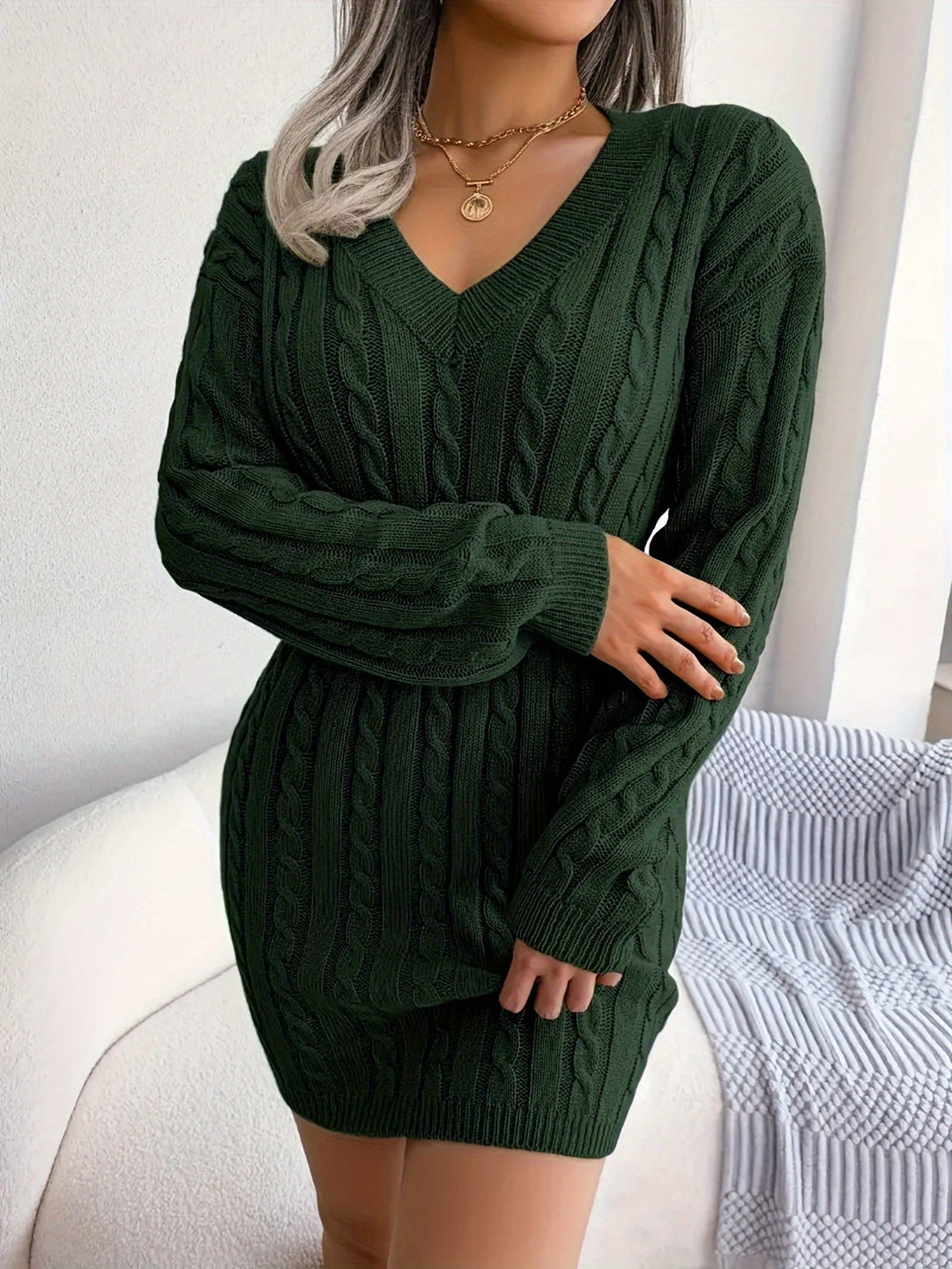 Felicity | Kabelgebreide Peplum Sweater Jurk