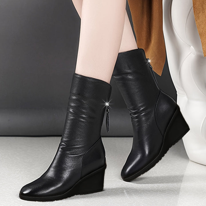 Verity | Strakke Wedge Mid-Calf Boots