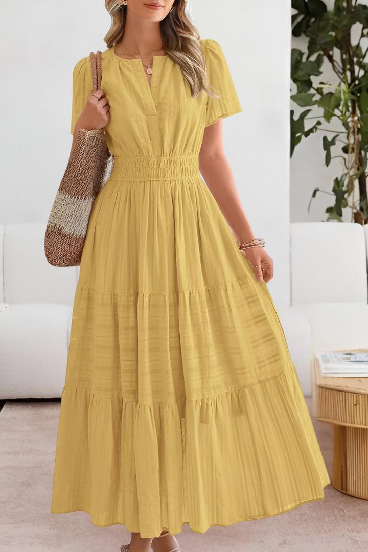 Daphne | Laagjes Maxi Jurk met Vleermuismouwen
