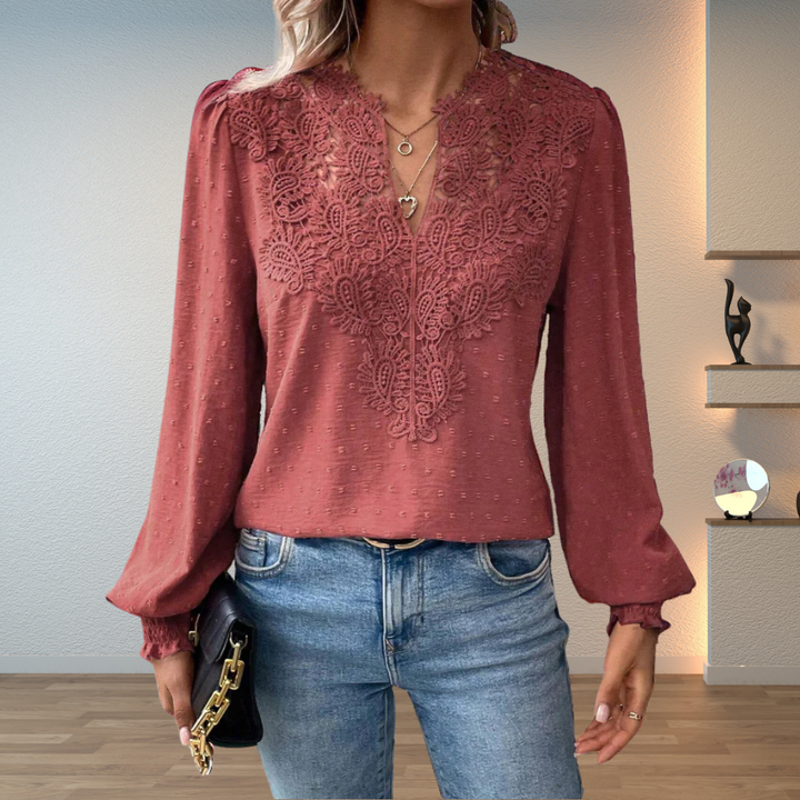Marlene | Elegante Blouse met Kantafwerking