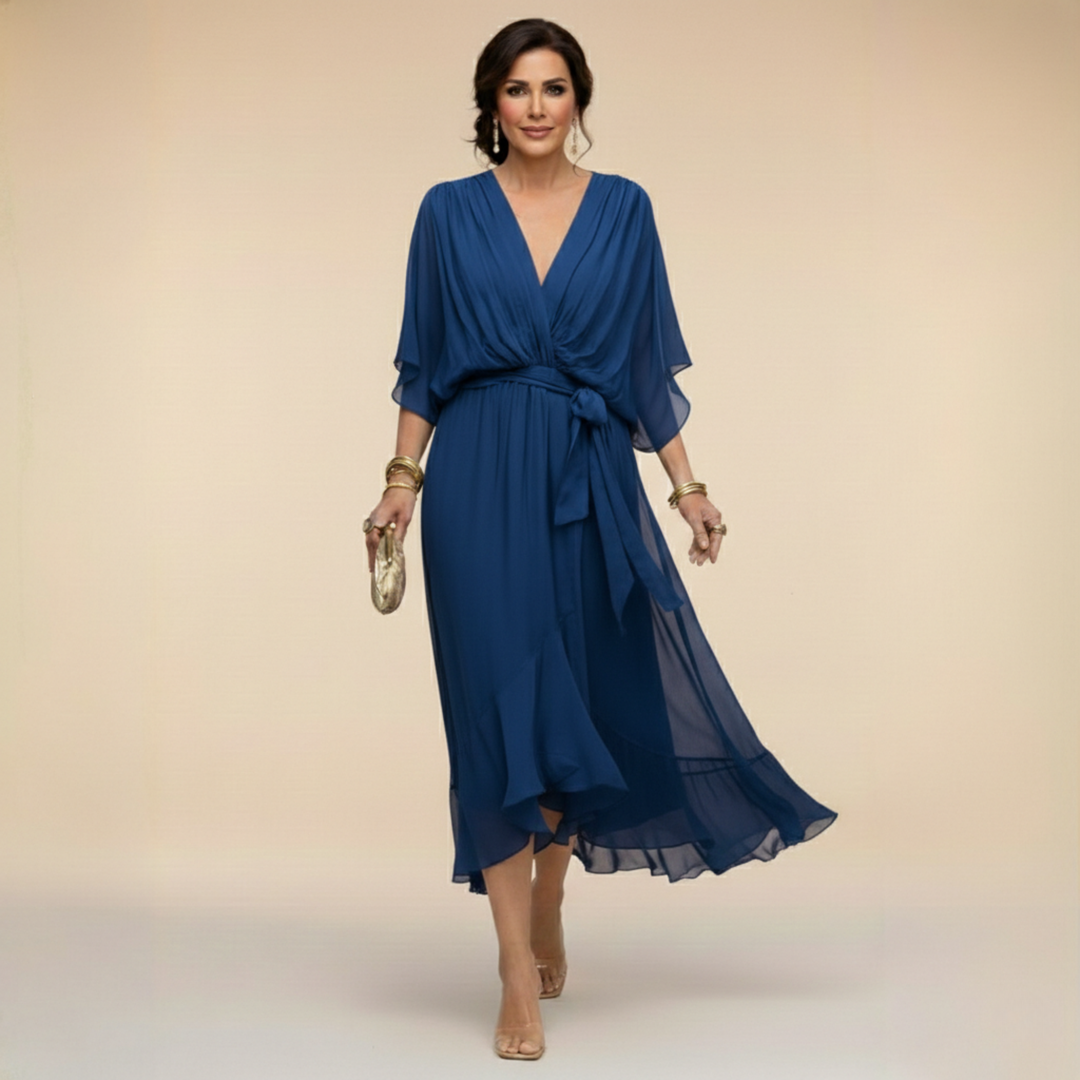 Abigail | Stijlvolle Chiffon V-Hals Jurk