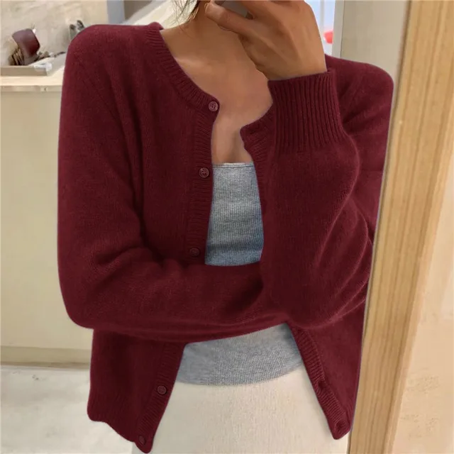 Delphina | Zachte Knop-Voorkant Cardigan