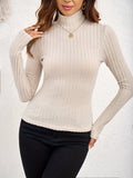 Thea | Geribbelde Hoge Hals Lange Mouwen Top