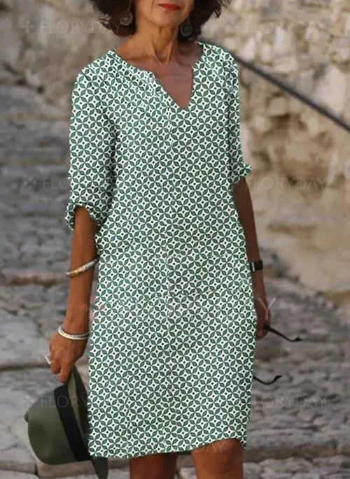 Celia | Vintage Split-Neck Zomerjurk