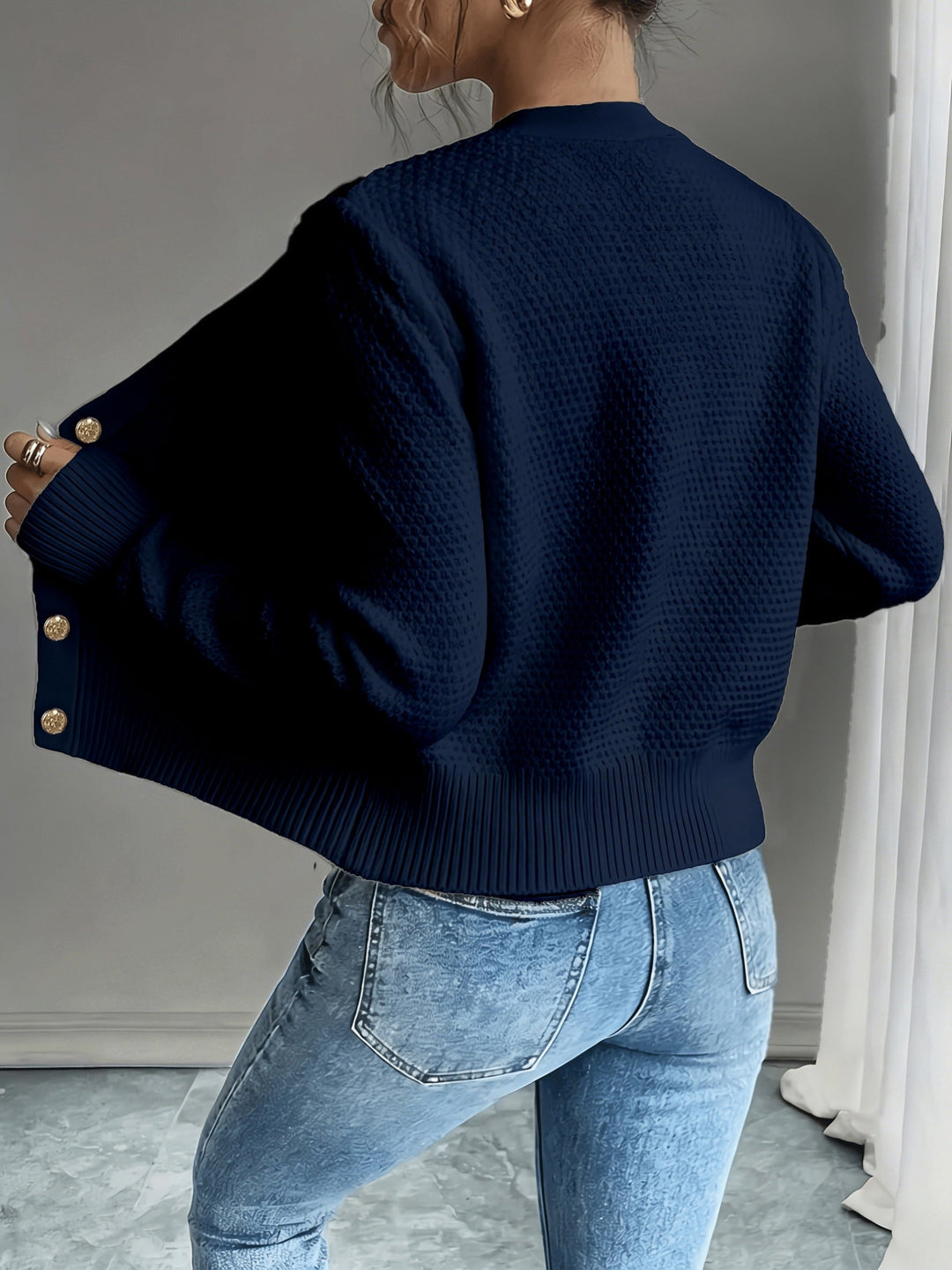 Eleanora | Kabelgebreide Knopen-Voorkant Cardigan
