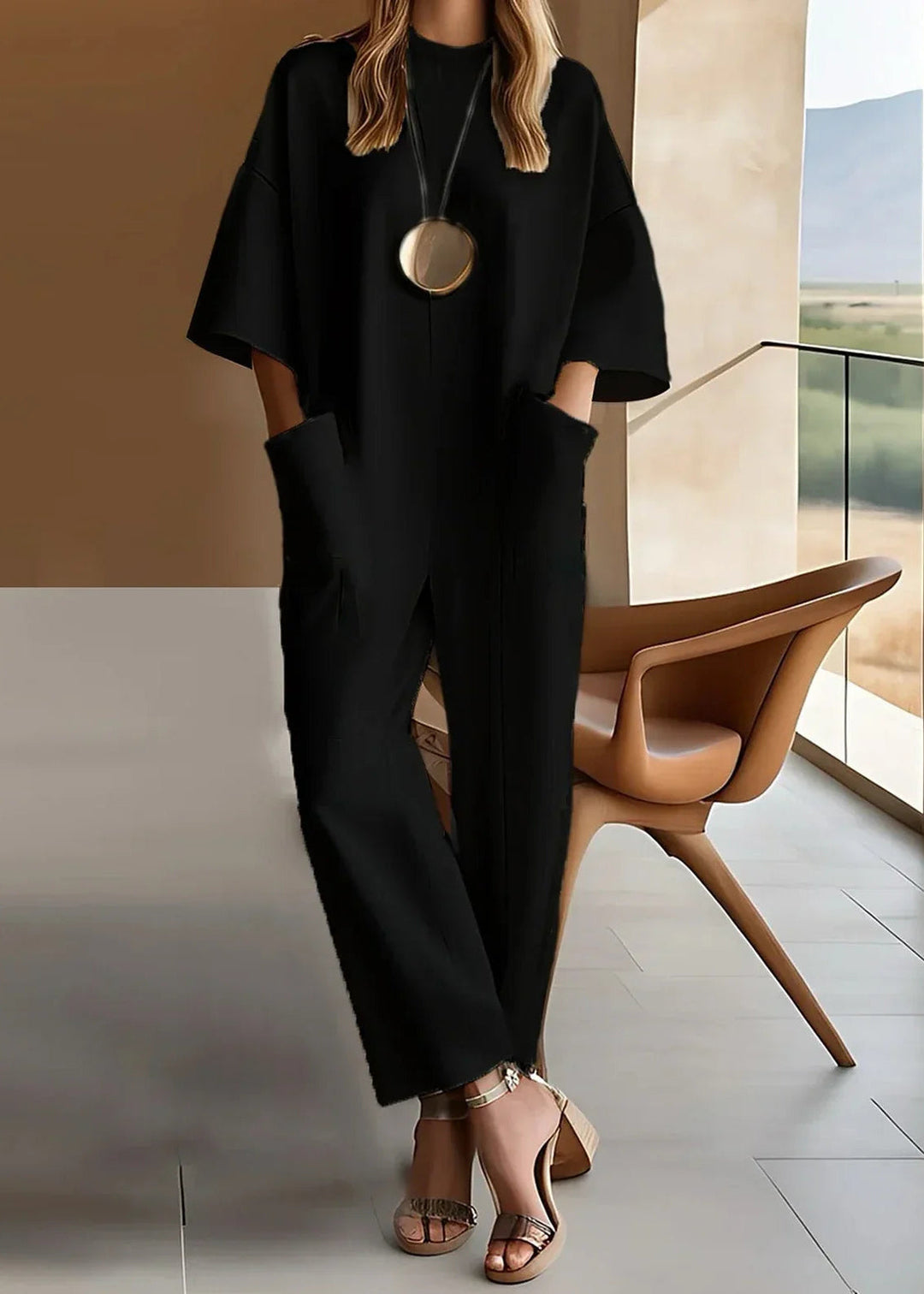 Amely | Elegante Jumpsuit met Brede Mouwen en Zakjes