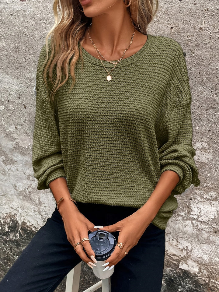 Carly | Ontspannen Wafelbrei Sweater