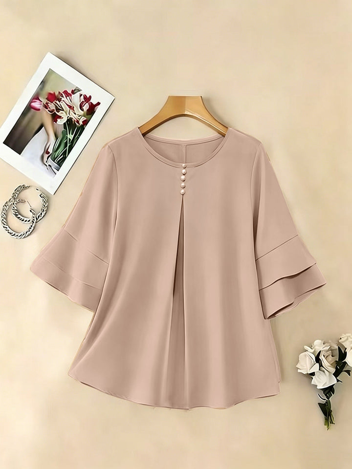 Karen | Blouse met Flared Mouwen en Plissé