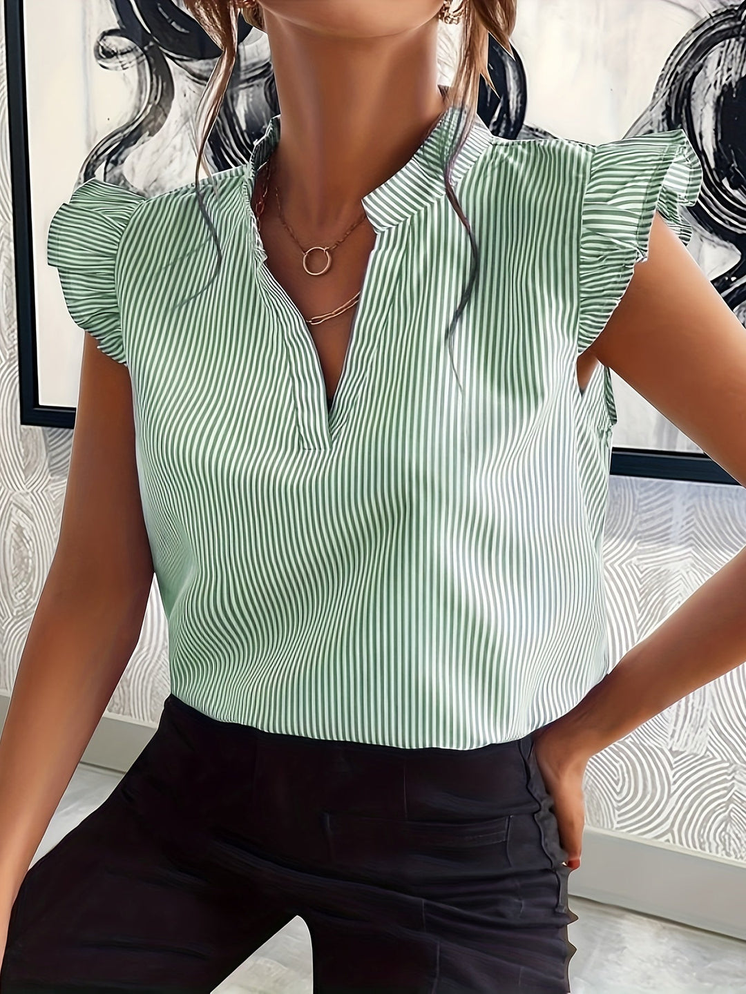Rowan | Ruffle-Mouw V-Hals Blouse