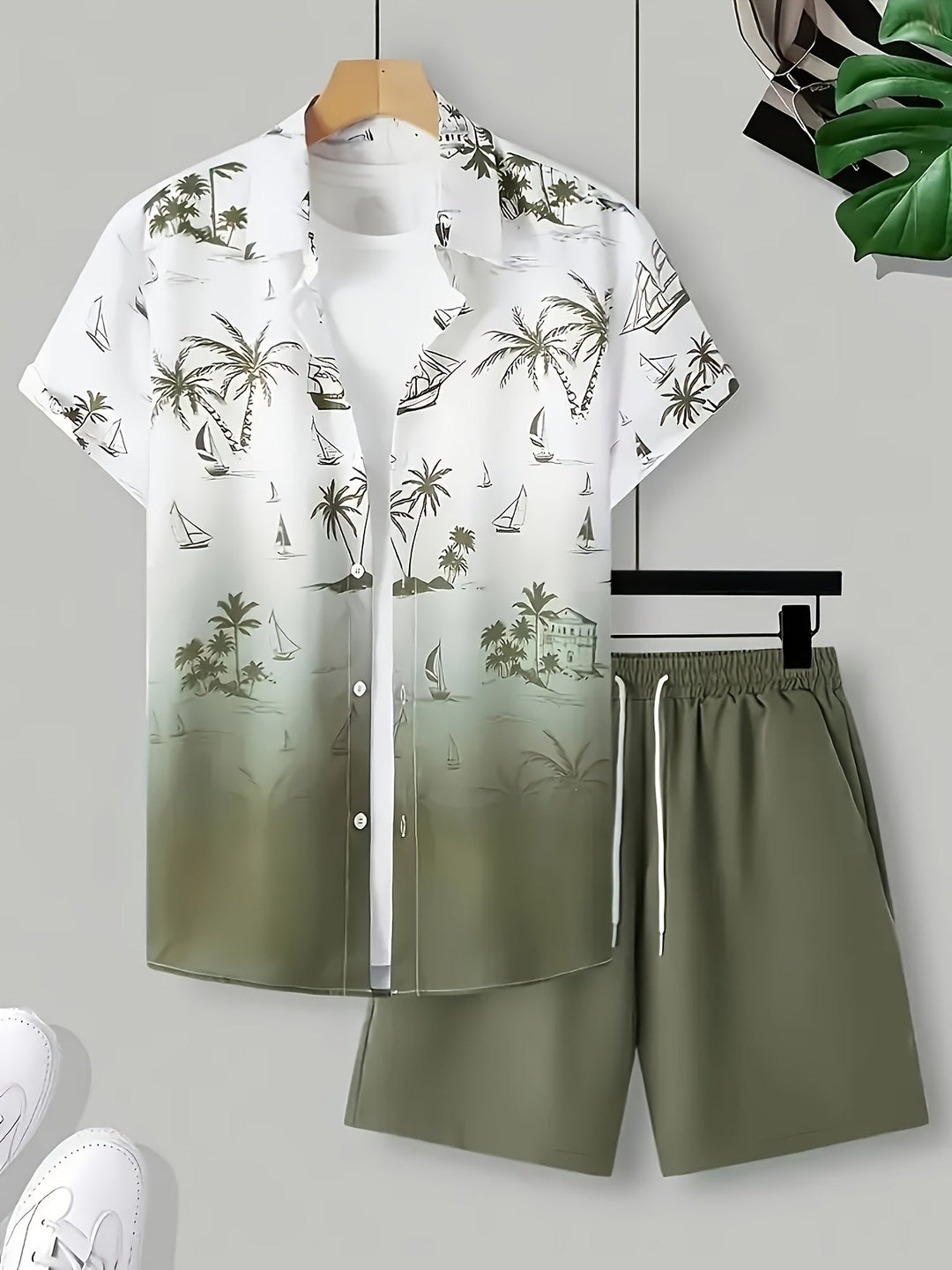 Garrett | Kustprint Shirt en Shorts Set
