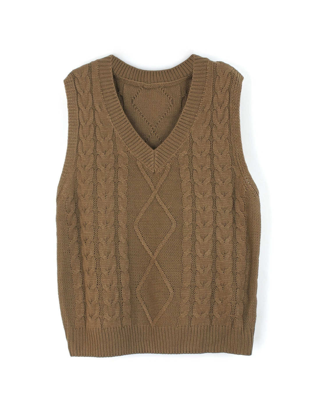 Cora | Gezellige Kabelgebreide V-Hals Sweater Vest
