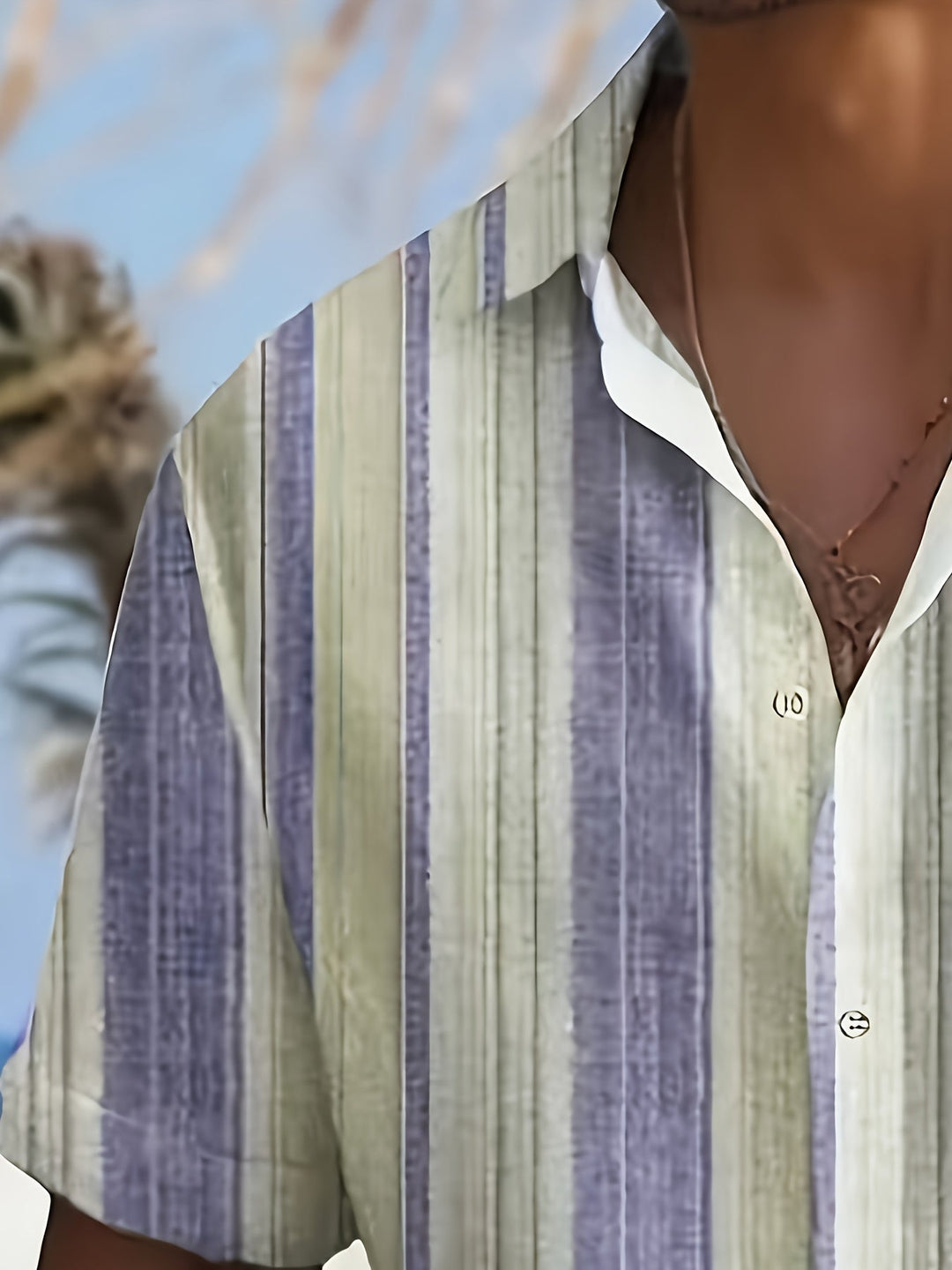 Gregory | Ontspannen Gestreepte Korte Mouwen Shirt