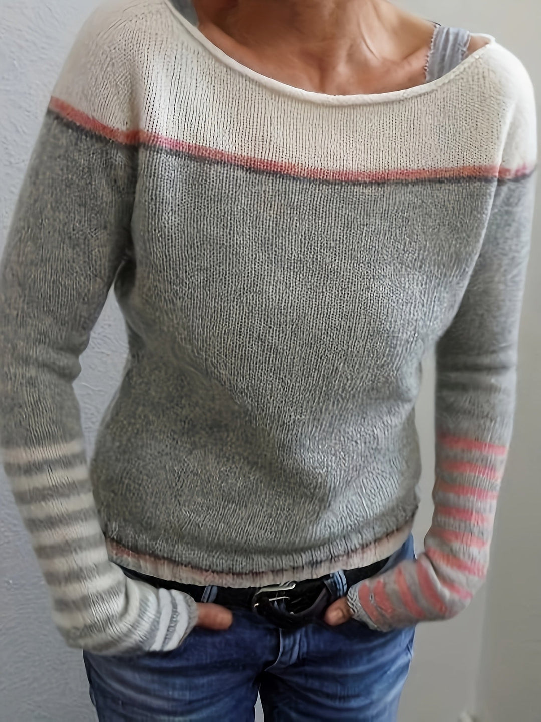 Francesca | Kleurblok Bootneck Trui