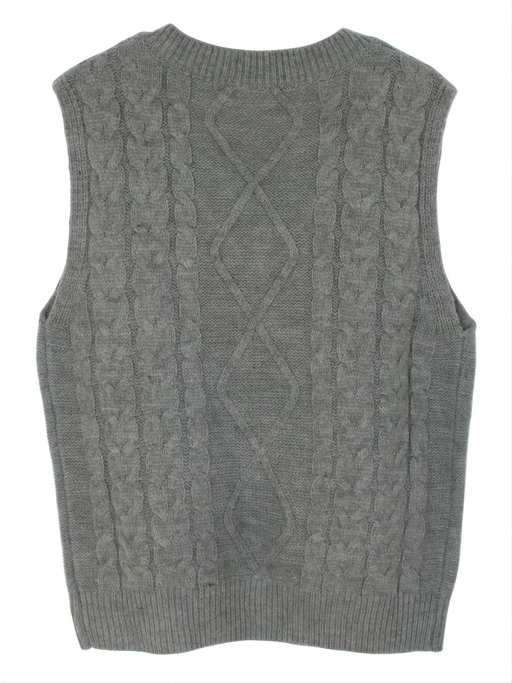 Cora | Gezellige Kabelgebreide V-Hals Sweater Vest