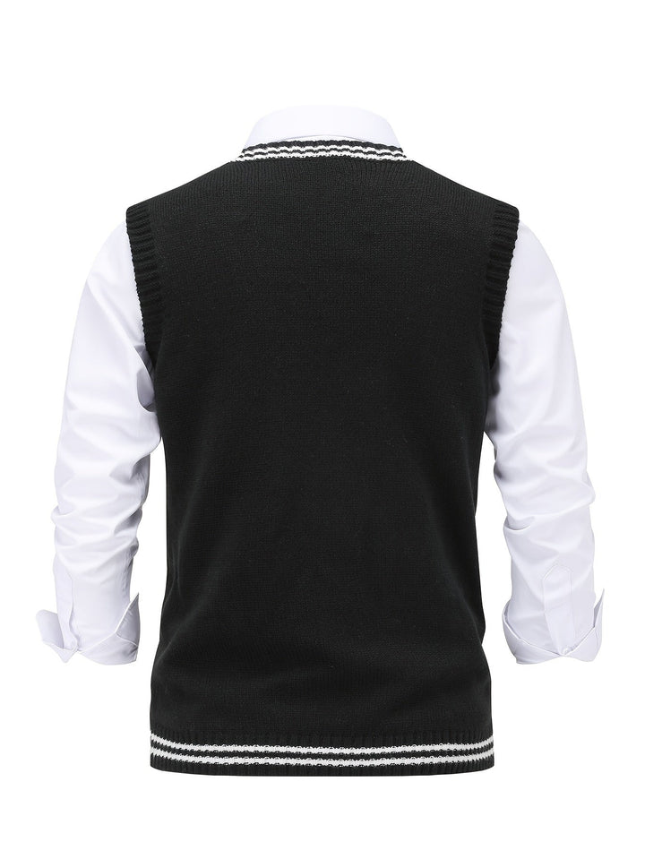 Gideon | Kabelgebreide V-Hals Sweater Vest