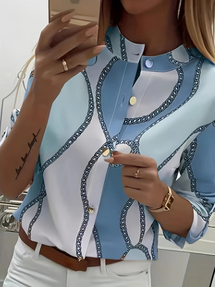 Ingrid | Kraagshirt met Kettingprint