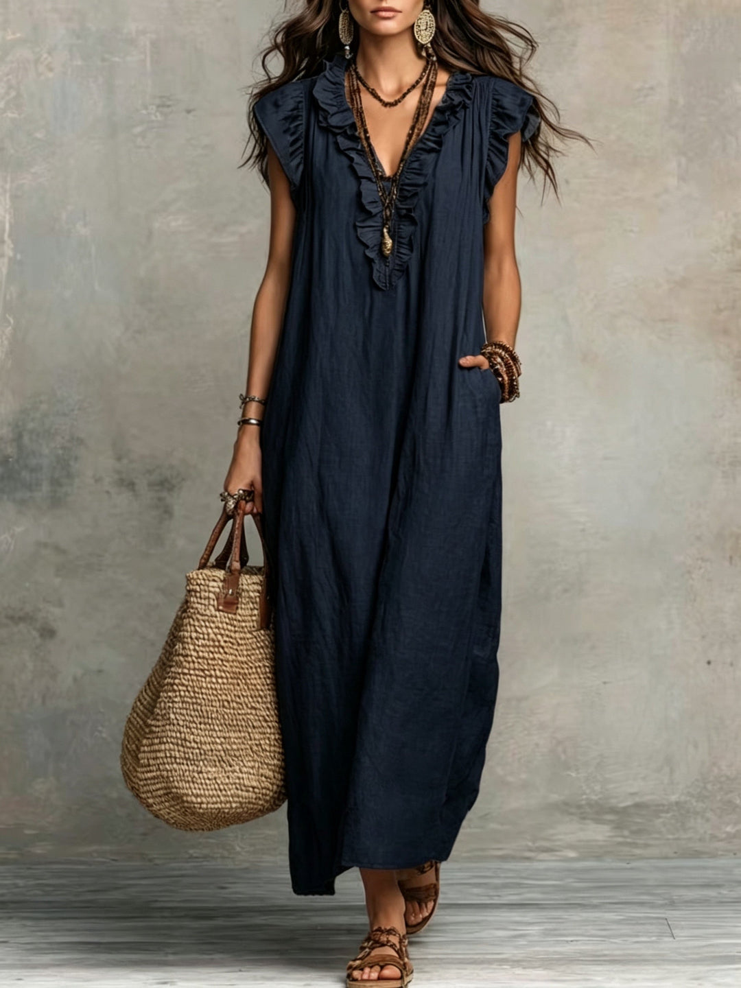 Marisol | Ruffled Bohemian Maxi Jurk