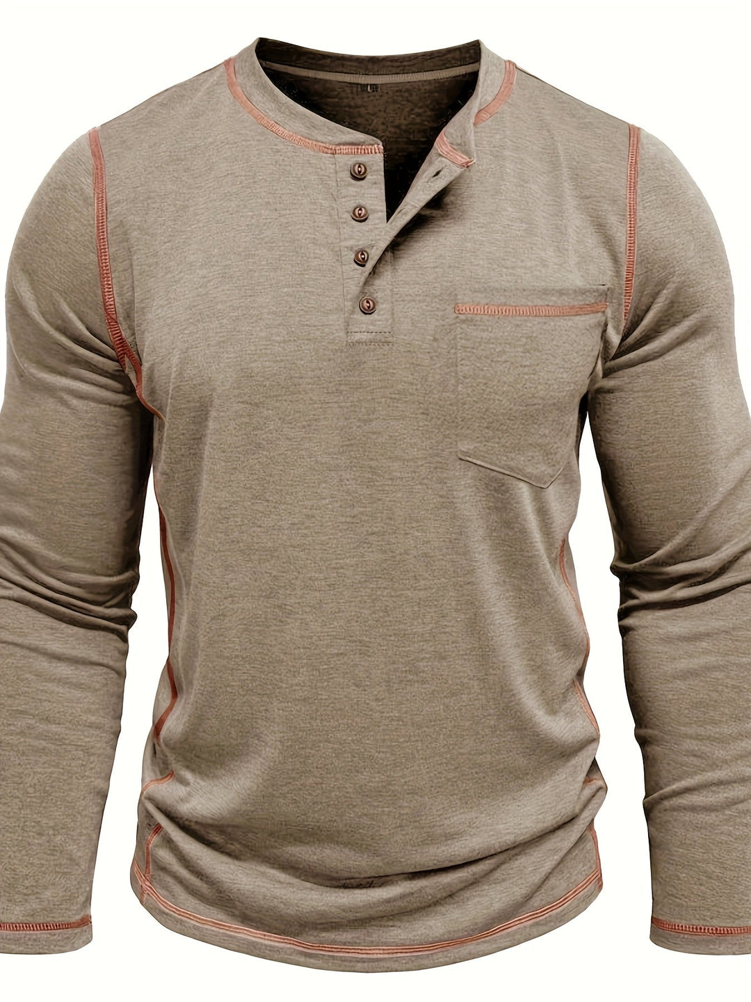 Reuben | Contrast-Stitch Lange Mouwen Henley