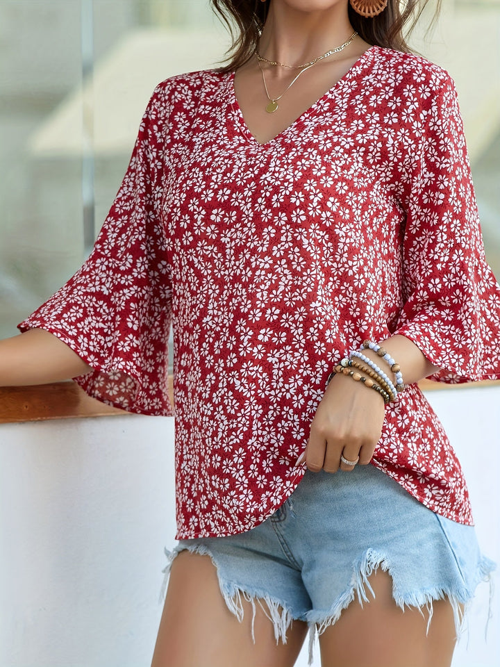 Lorraine | Bloemige Blouse met Ruffle-Mouwen
