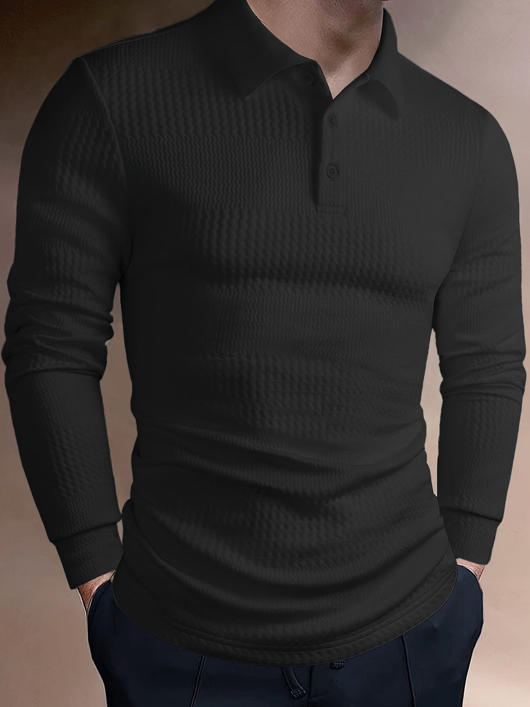 Fletcher | Textured Longsleeve Polo Shirt