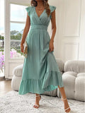 Marciela | Elegante Mouwloze V-Hals Rimpeljurk