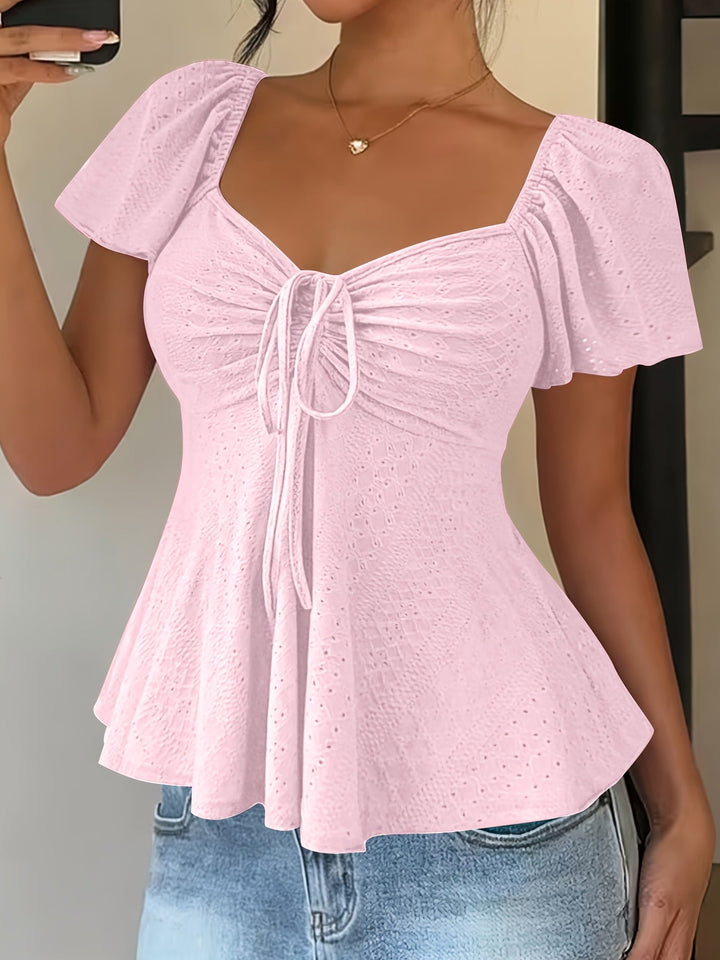Josephine | Flutter-Mouw Peplum Top