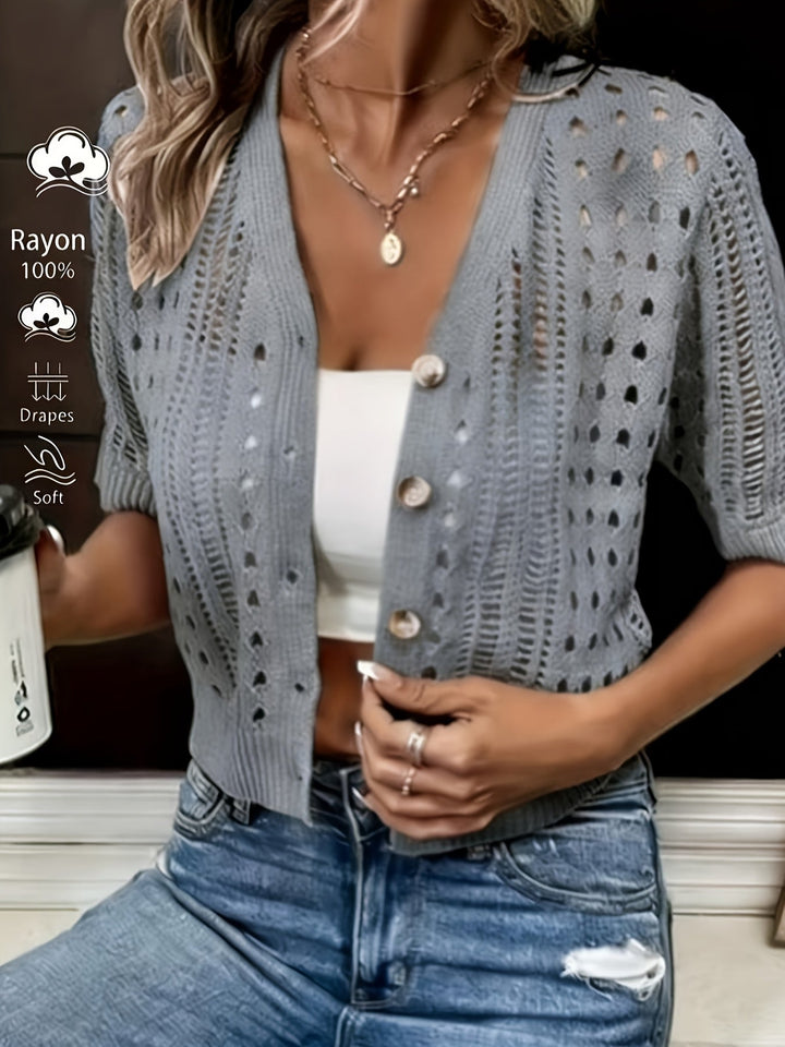 Delphine | Opengehaakte Korte Mouwen Cardigan