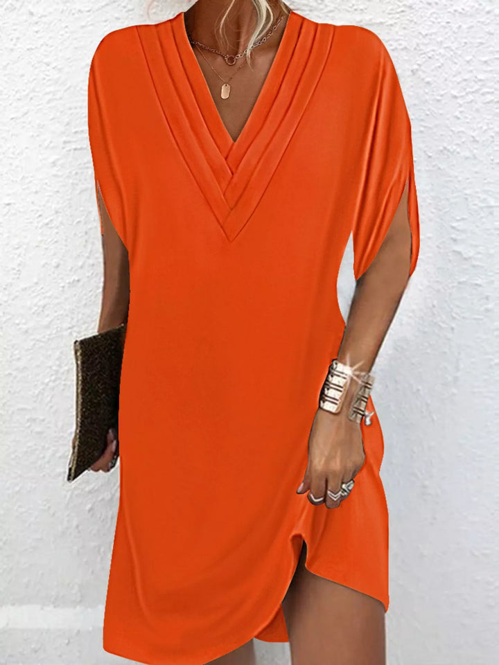 Emery | V-Hals Slit Mouw Mini Jurk