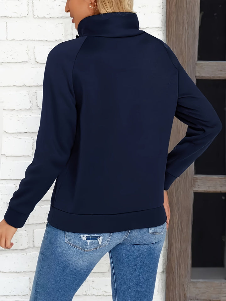 Kirsten | Sweatshirt met Staande Kraag en Knopenaccent
