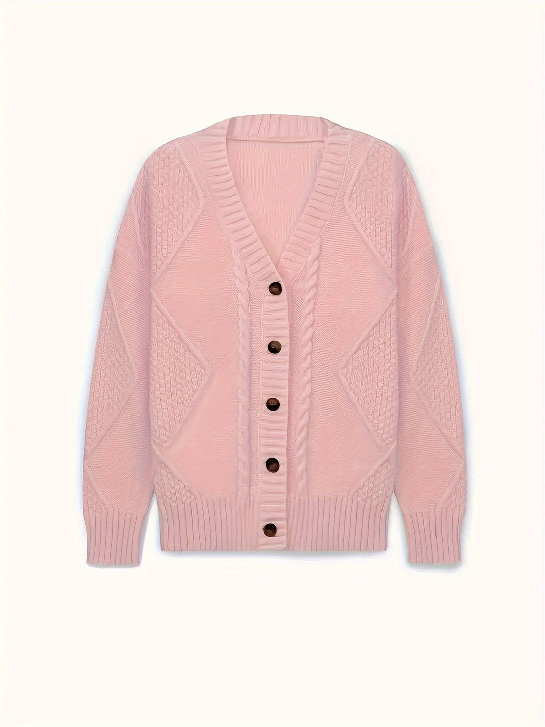 Lucinda | Gezellige Kabelgebreide Knopen Cardigan