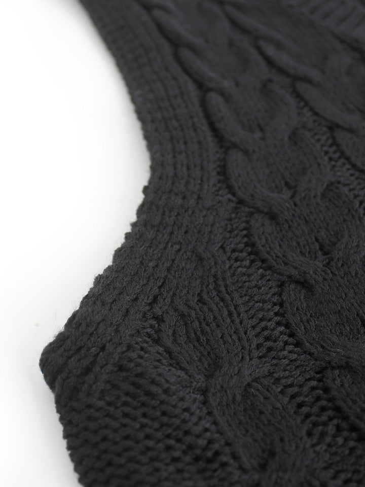 Cora | Gezellige Kabelgebreide V-Hals Sweater Vest