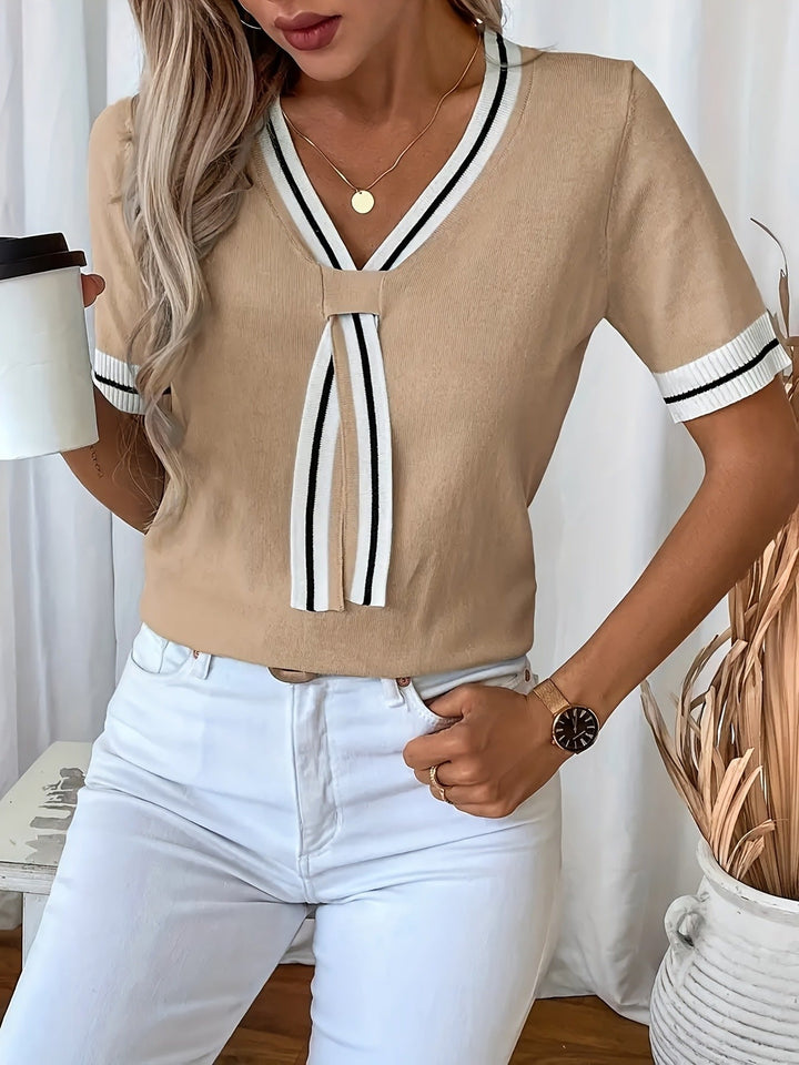 Daphne | V-Hals Korte Mouwen Pullover