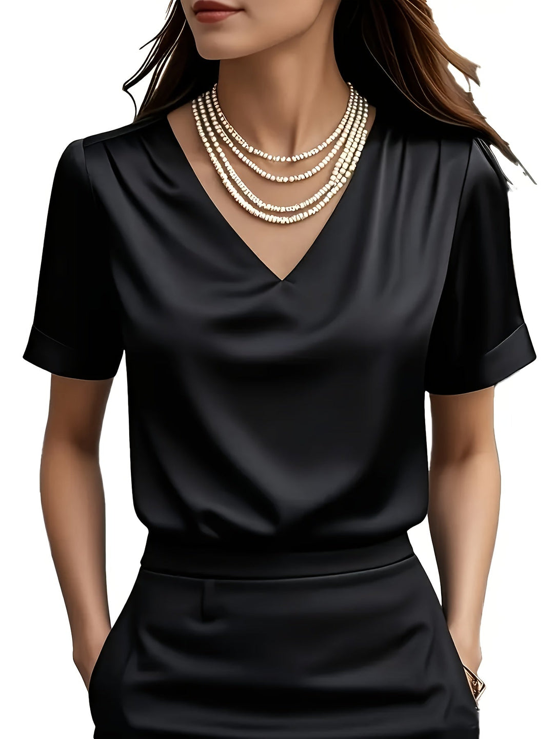 Estelle | Gedrapeerde V-Hals Blouse