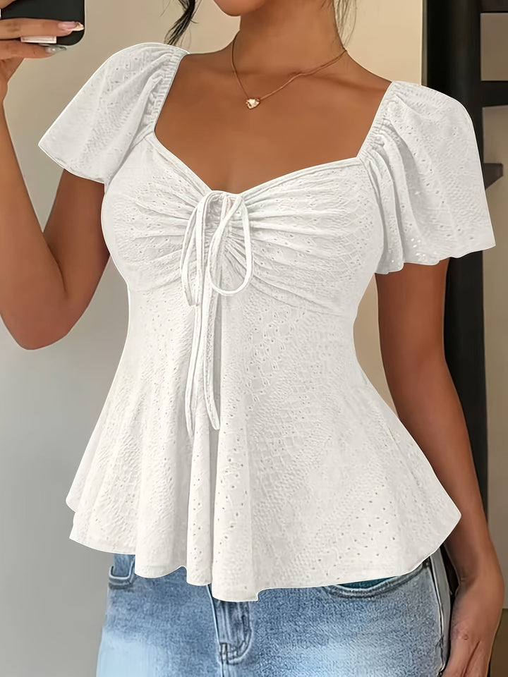 Josephine | Flutter-Mouw Peplum Top