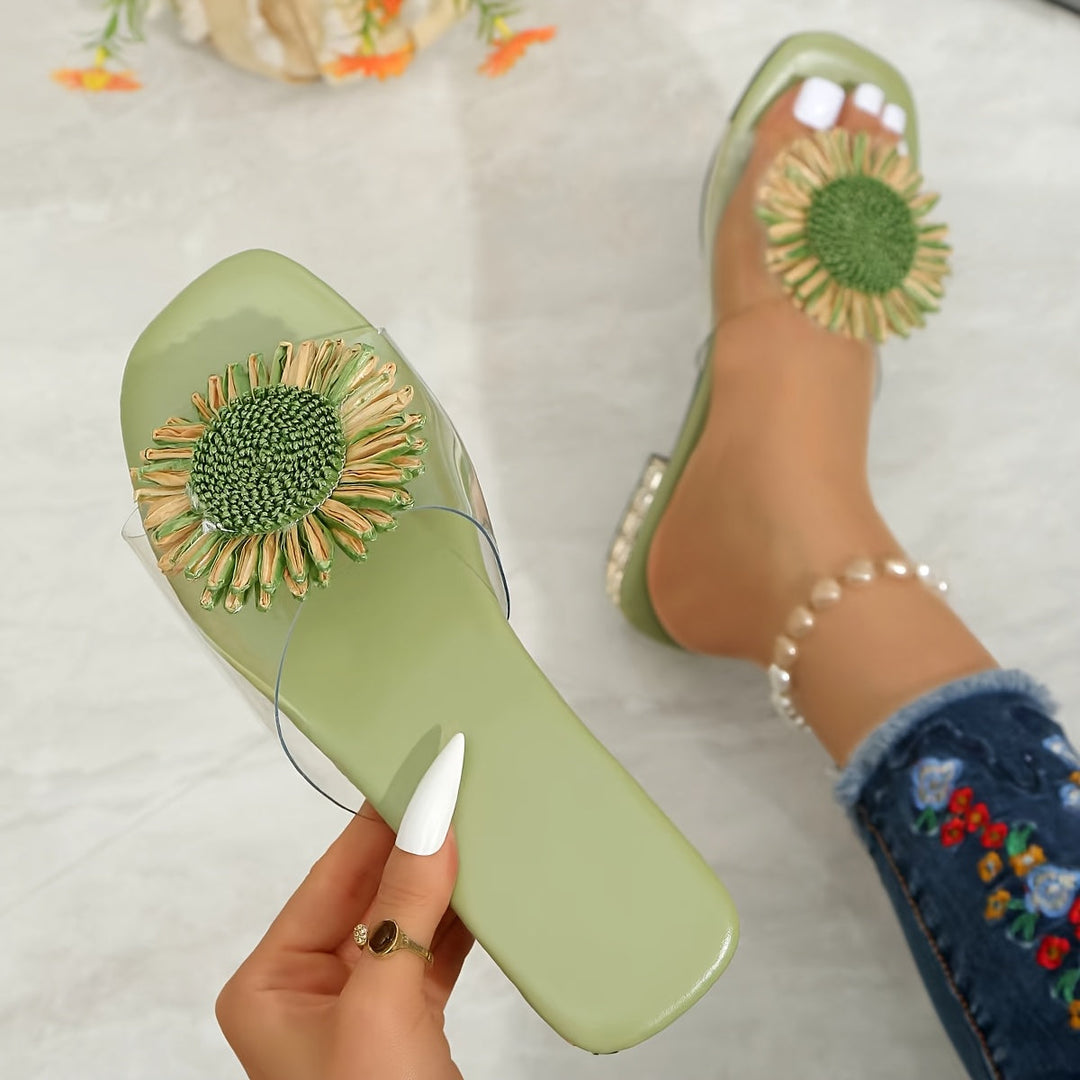 Elise | Bloemrijke Vierkante Sandalen
