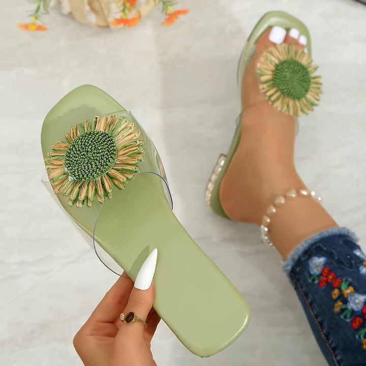 Elise | Bloemrijke Vierkante Sandalen