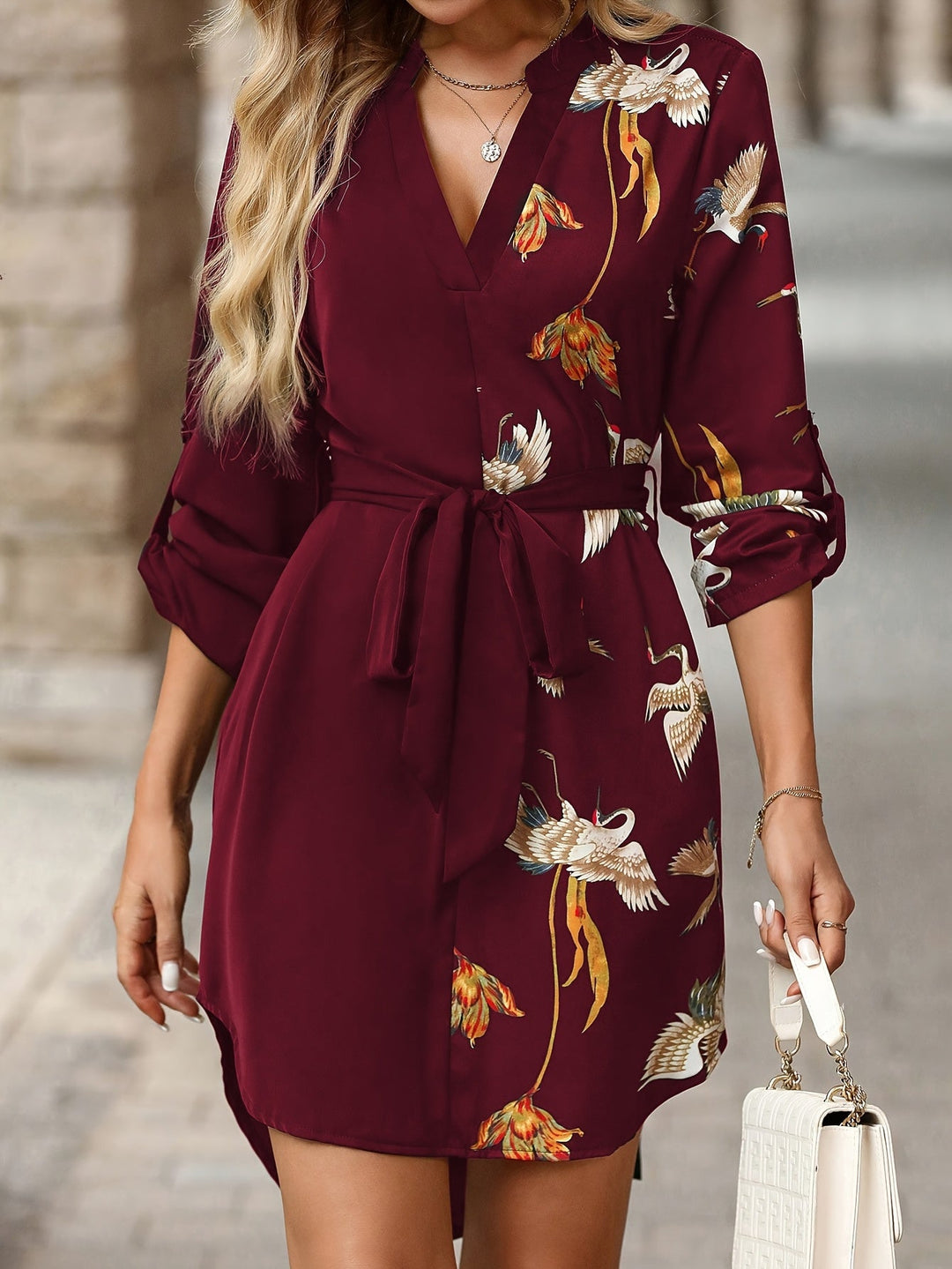 Annalise | Elegante Geknoopte Overhemdjurk