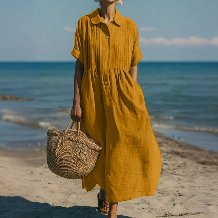 Fionna | Casual Knopen Mid Sleeve Jurk