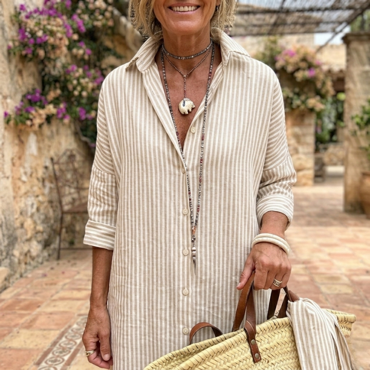 Sadie | Ontspannen Gestreepte Shirtjurk