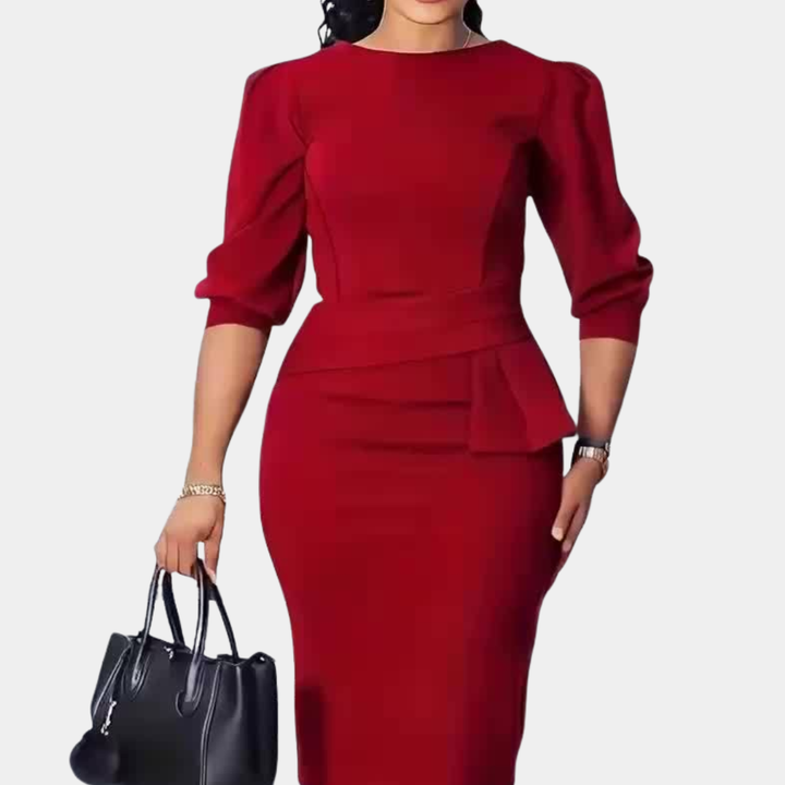 Adele | Sculpted Peplum Midi Jurk