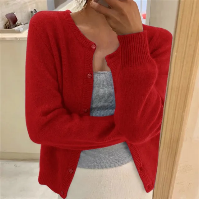 Delphina | Zachte Knop-Voorkant Cardigan