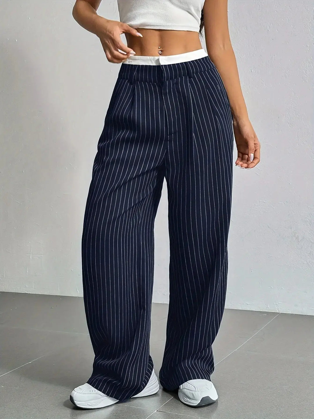 Grace | Casual Gestreepte Wijde Broek