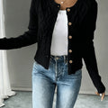 Eleanora | Kabelgebreide Knopen-Voorkant Cardigan