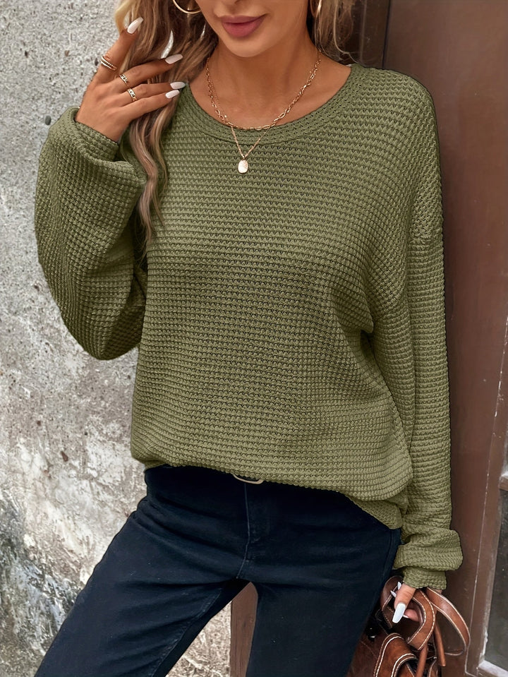 Carly | Ontspannen Wafelbrei Sweater