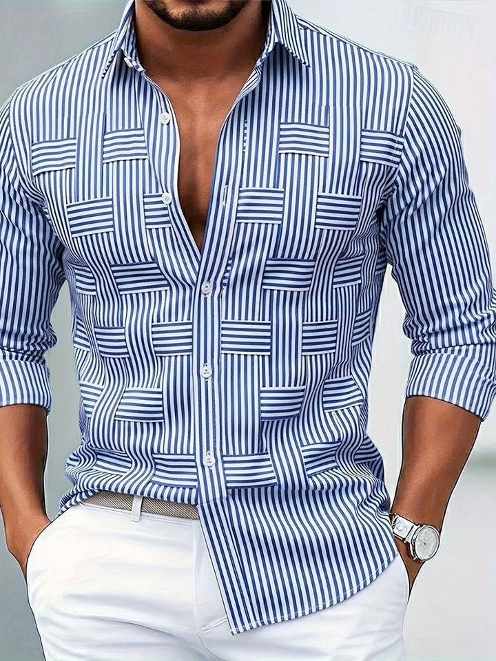 Gabriel | Verfijnde Gestreepte Lange Mouwen Shirt