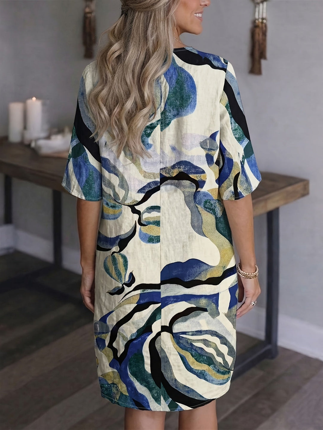 Ramona | Kunstzinnige Print Shift Jurk