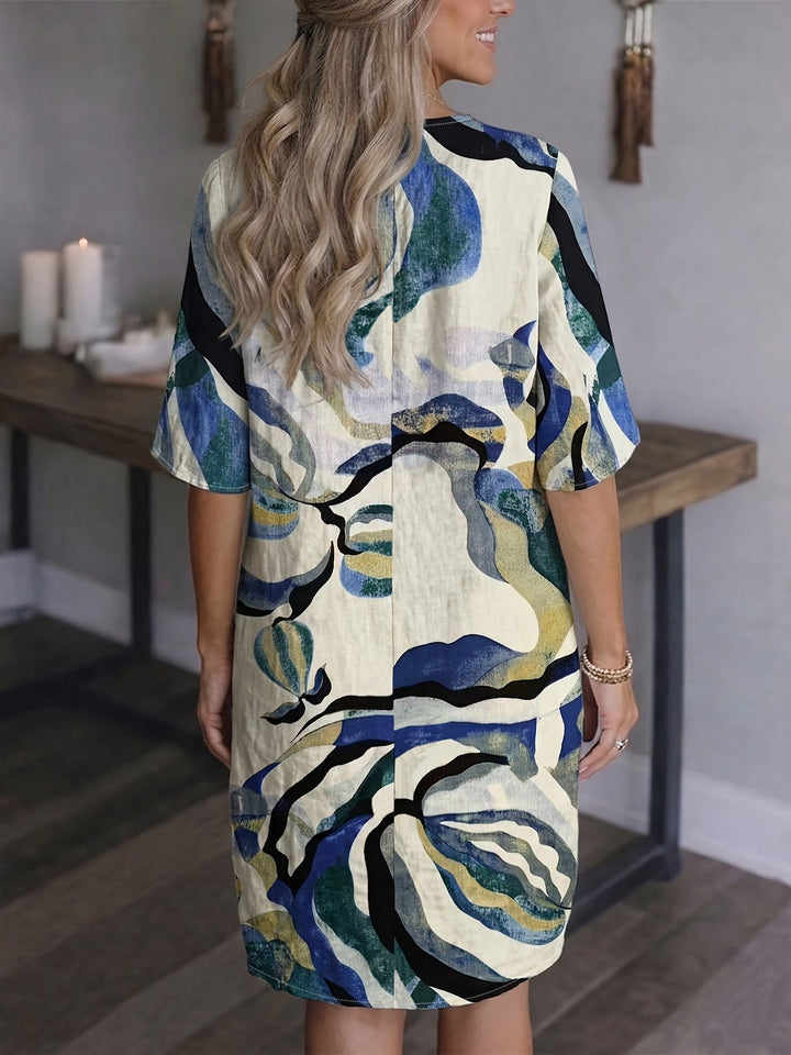 Ramona | Kunstzinnige Print Shift Jurk
