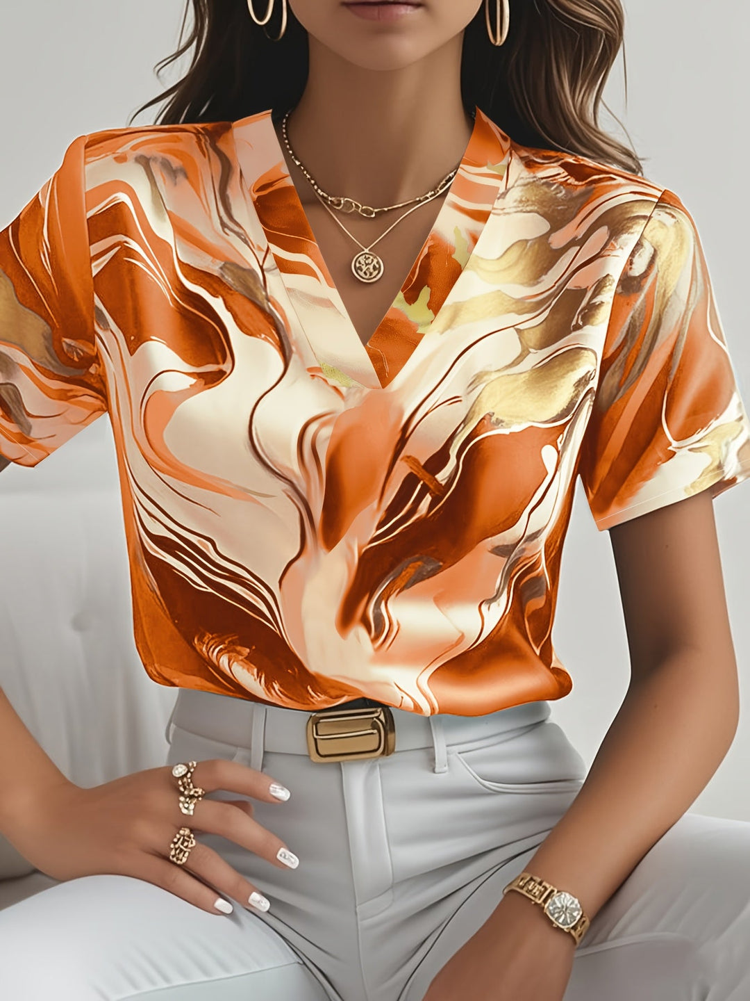 Joanna | Kunstzinnige Swirl-Print Blouse