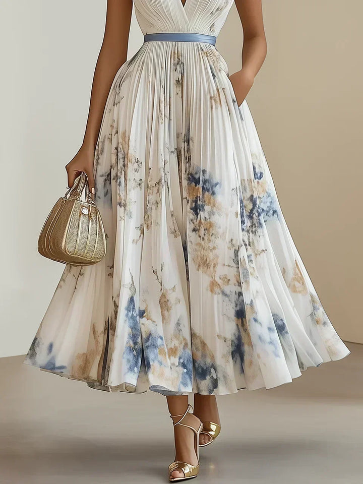 Betty | Elegante Mouwloze Lange V-Hals Jurk